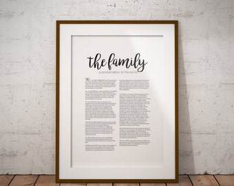 LDS Proklamation zur Familie Black Schriftart | Die Familie eine Proklamation an die Welt | 8 x 10 | Minimalistische | Sofortiger Download | LDS-Dekor | LDS-Zitat