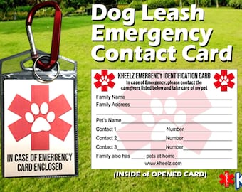 Dog Leash Pet Emergency Contact Card for Dog Lovers