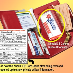 Medical Alert In Case of Emergency Wallet ICE Card Medical Alert ID Card Medical Sticker Medical Card Diabetic Food Allergy ID Card in Purse image 1