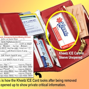 Medical Alert In Case of Emergency Wallet ICE Card Medical Alert ID Card Medical Sticker Medical Card Diabetic Food Allergy ID Card in Purse image 1