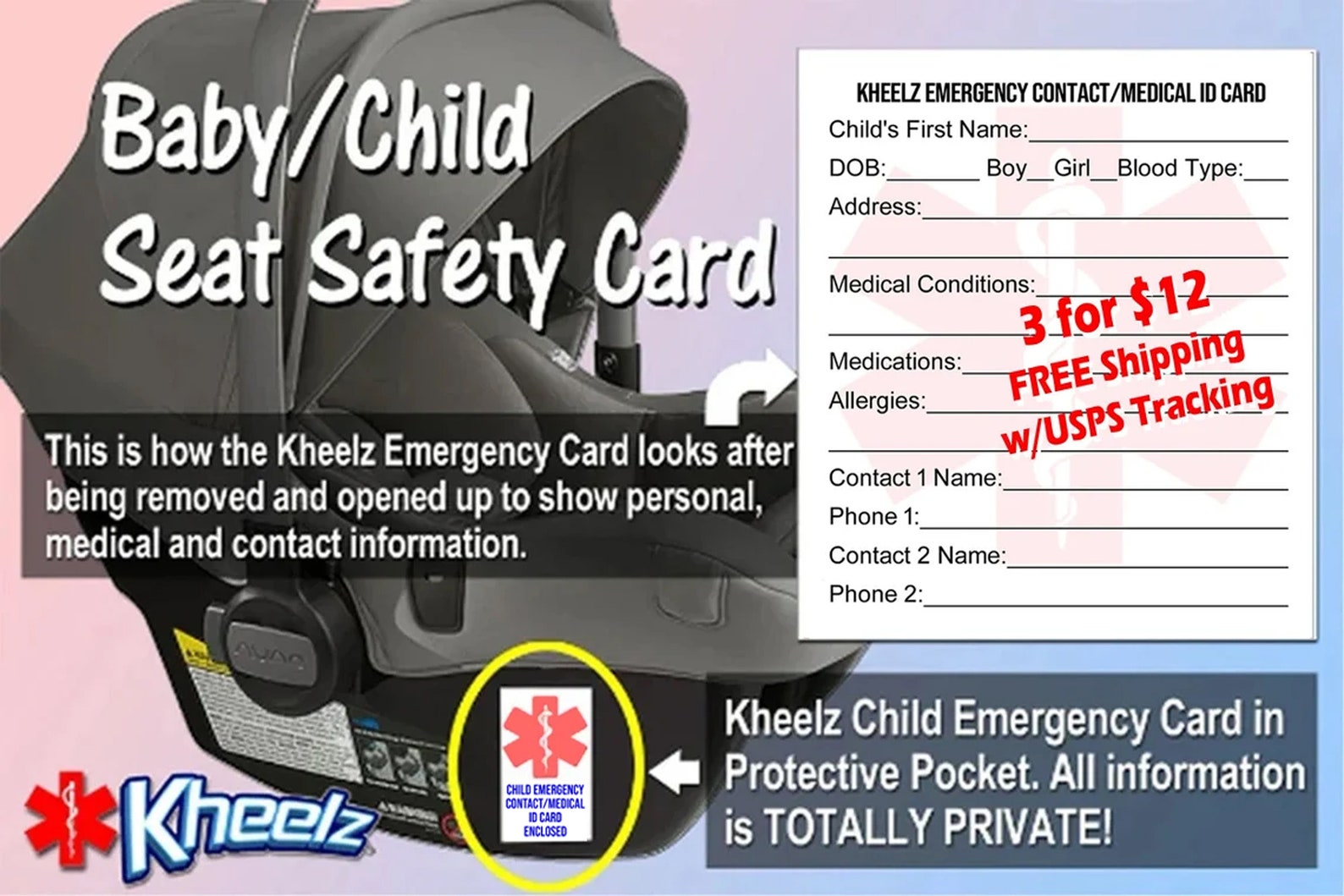 Emergency Car Seat Sticker Baby Seat ID Sticker Car Seat ID - Etsy