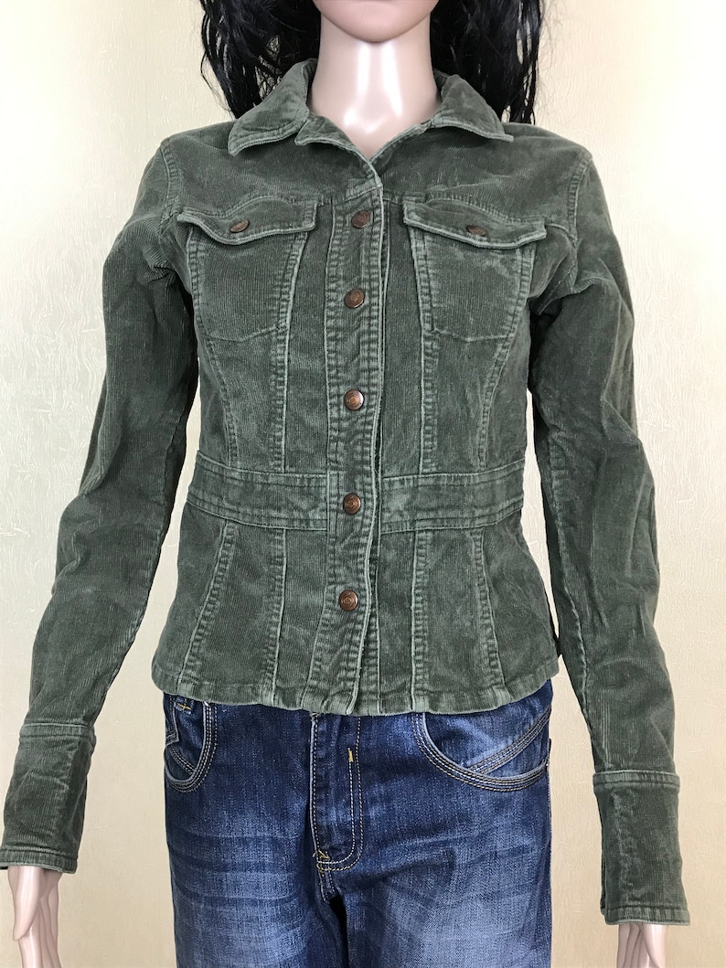 Women/'s Jacket by GSJC Vintage 90s. Gray Velvet Cropped Jacket Size XS Gray Corduroy Jacket