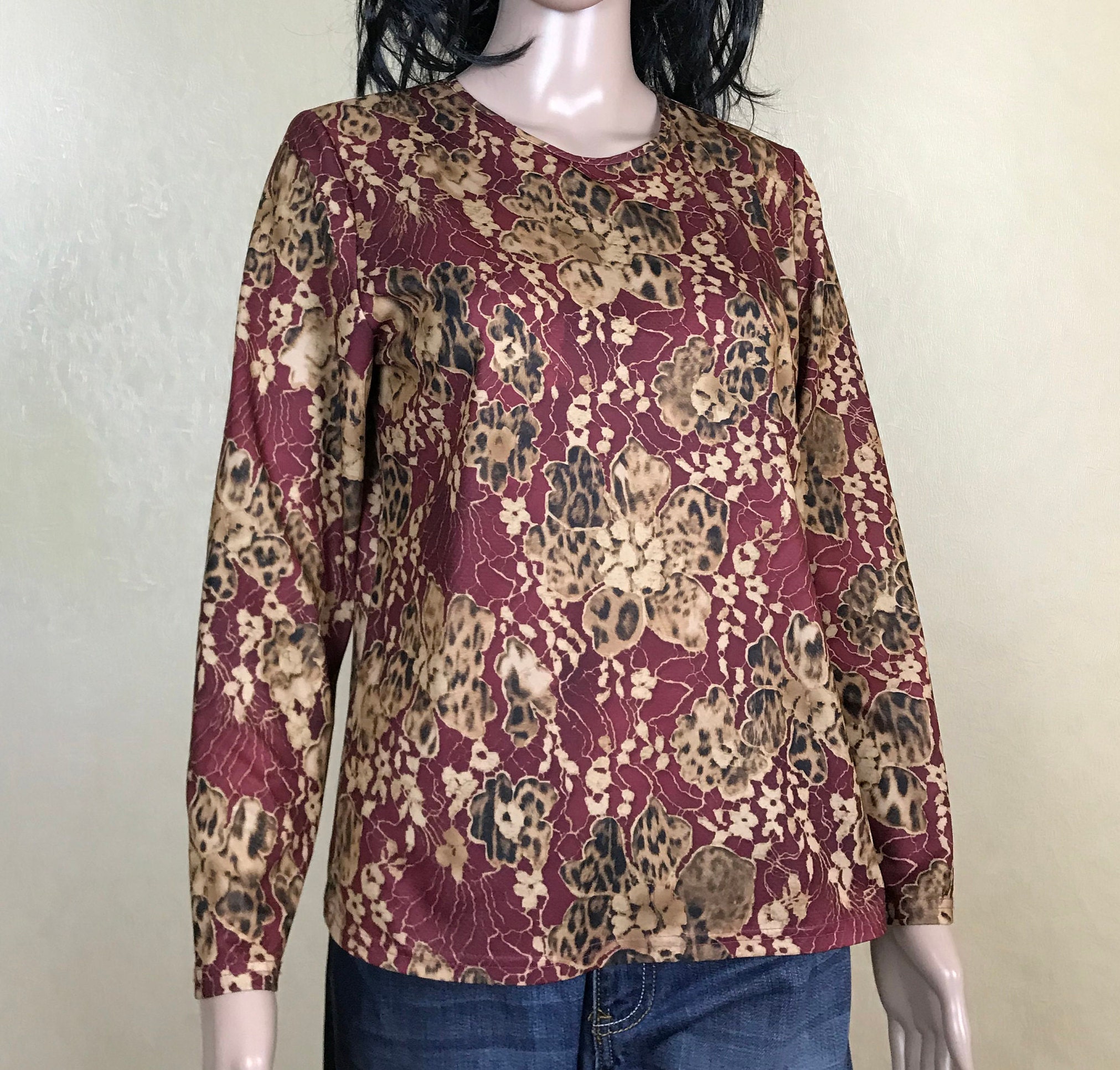 Floral Crew Neck Blouse by FINN KARELIA Vintage 90s Size M - Etsy