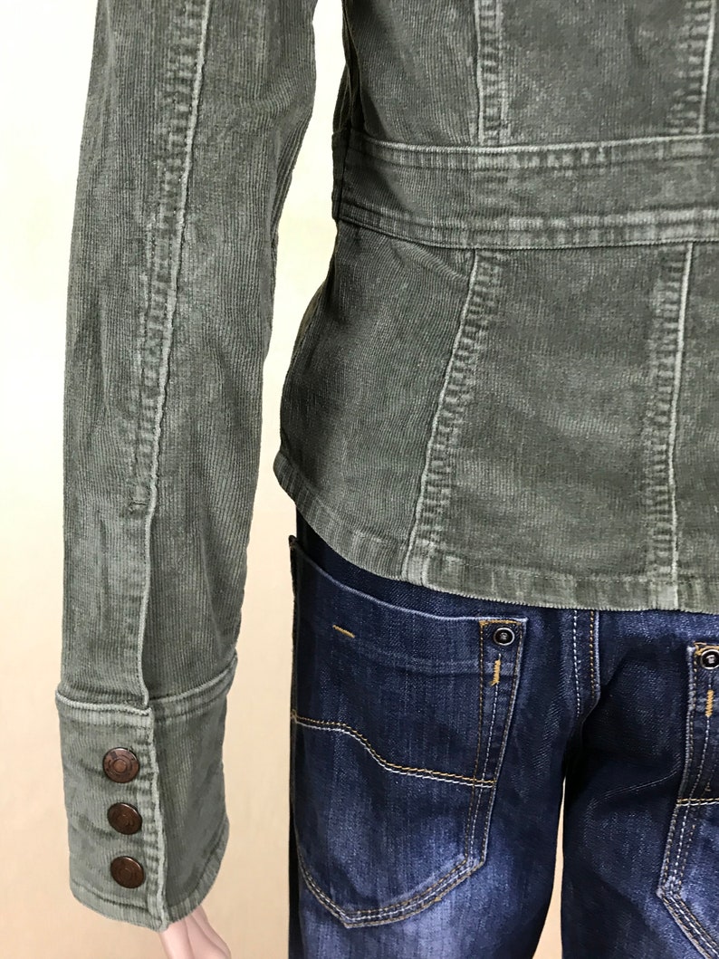 Women/'s Jacket by GSJC Vintage 90s. Gray Velvet Cropped Jacket Size XS Gray Corduroy Jacket