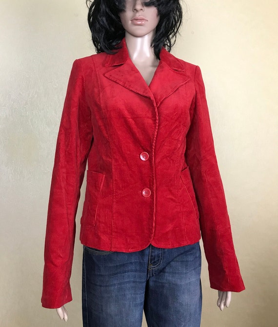 Red Corduroy Blazer, 80s Vintage, Womens Corduroy