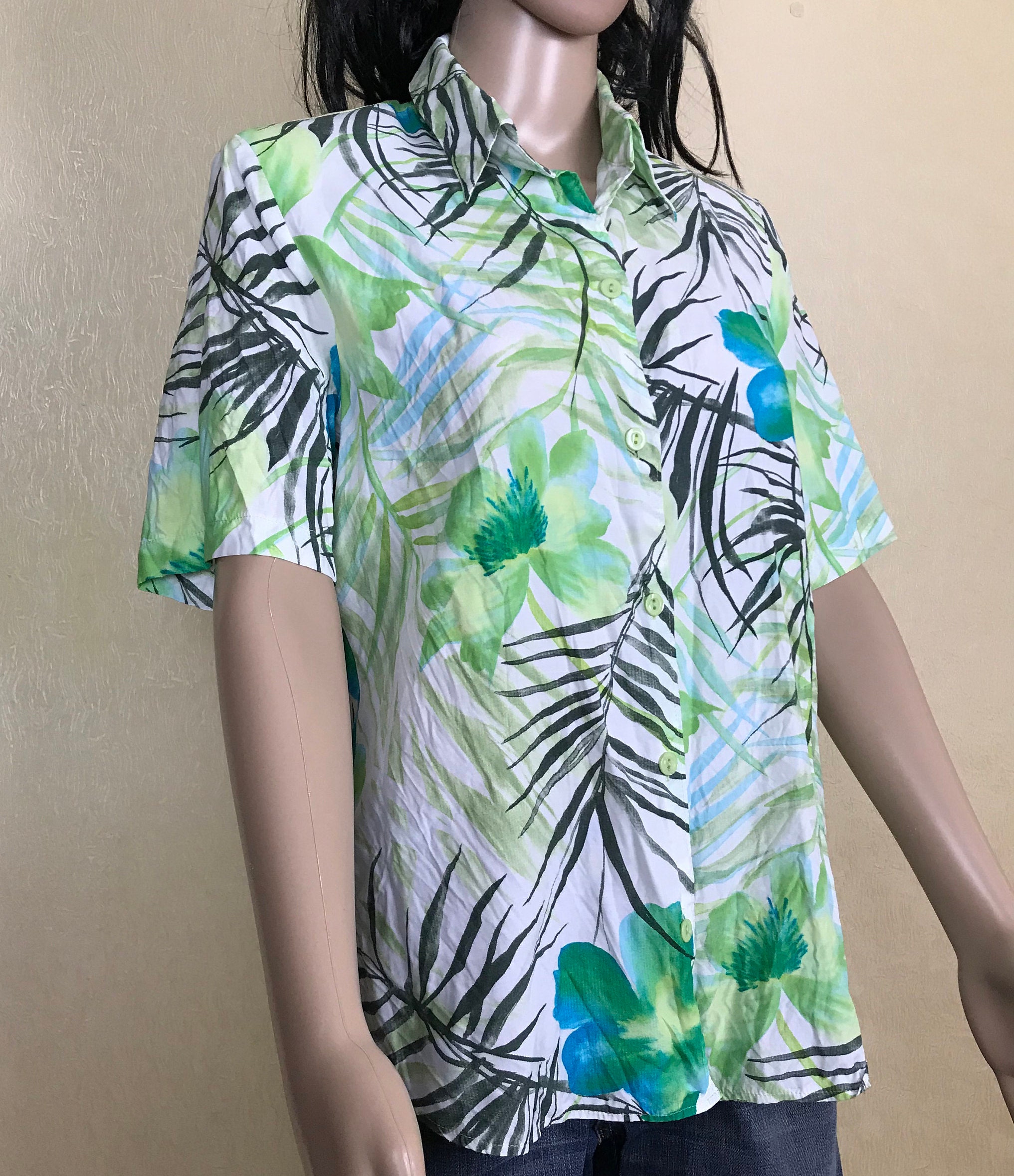 Hawaiian Button Down Short Sleeve Shirt Tropical Collared - Etsy