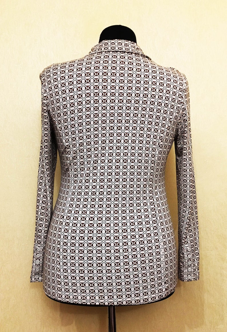 Women's Long Sleeve Button Down Shirt Geometric Print - Etsy UK