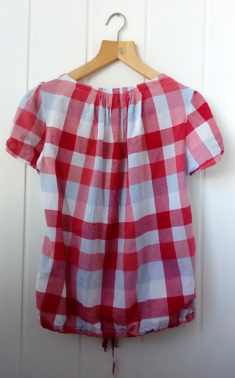 Red Blouse Summer Blouse Women/'s Blouse Short Sleeve Vintage White Blouse 1990/'s Cotton Blouse Vintage Blouse 90/'s Retro Blouse Women/'s Tops
