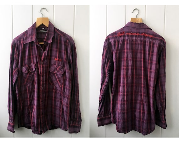 Checkered Shirt Plaid Western Shirt Vintage Men's