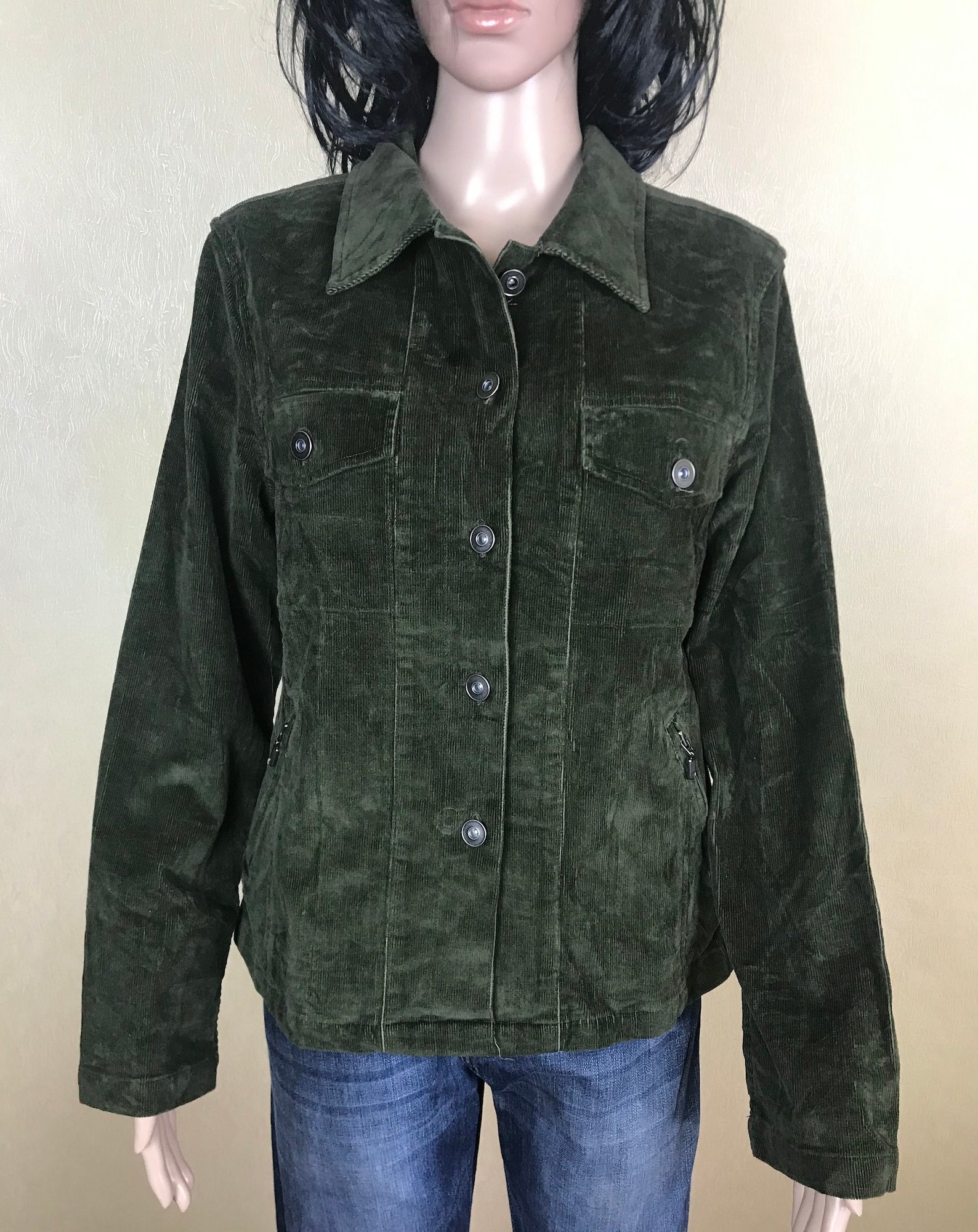 Women's Corduroy Moss Green Jacket by Christopher & Banks | Etsy