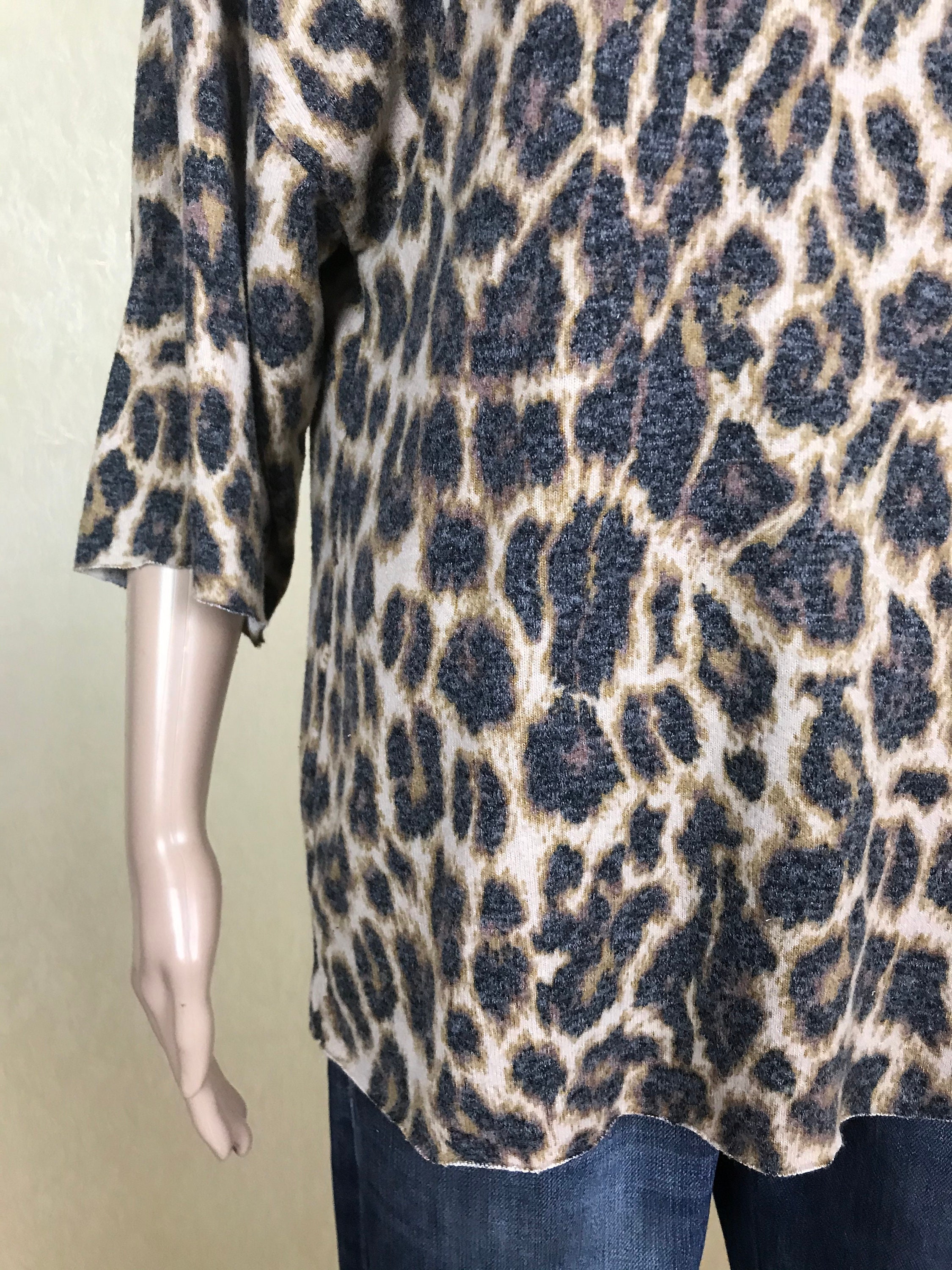 Plus Size Leopard Print Tunic by ZARA Low Shoulder 3/4 Sleeve | Etsy