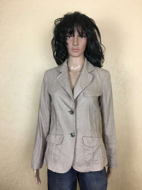Linen Blazer Beige Linen Jacket Hipster Blazer 90s
