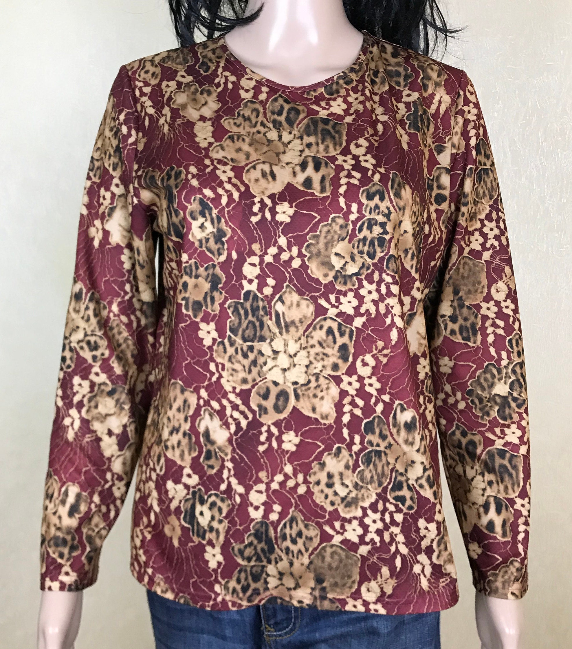 Floral Crew Neck Blouse by FINN KARELIA Vintage 90s Size M - Etsy