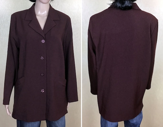 Plus Size Long Jacket with Pockets, Vintage 80s, S