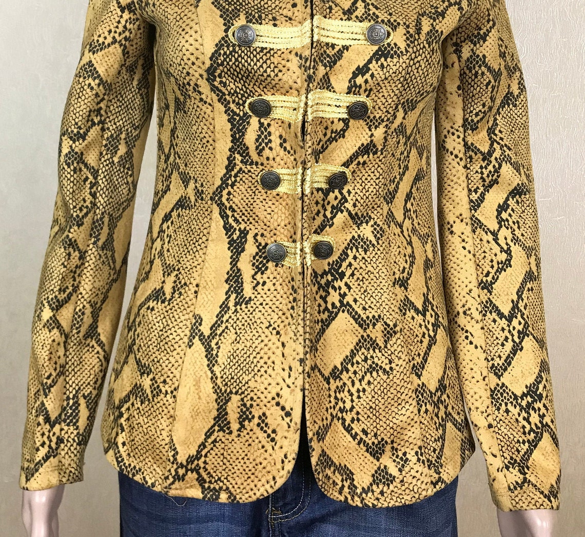 Women's Snake Print Jacket With Stand Collar 90s Vintage - Etsy