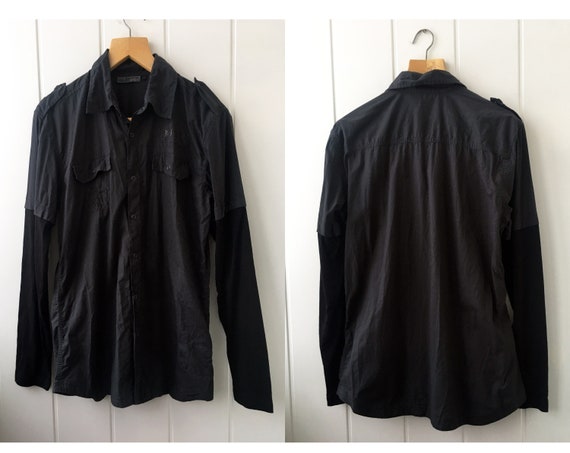 90's Men's Black Cotton Shirt Cotton Shirt Black T