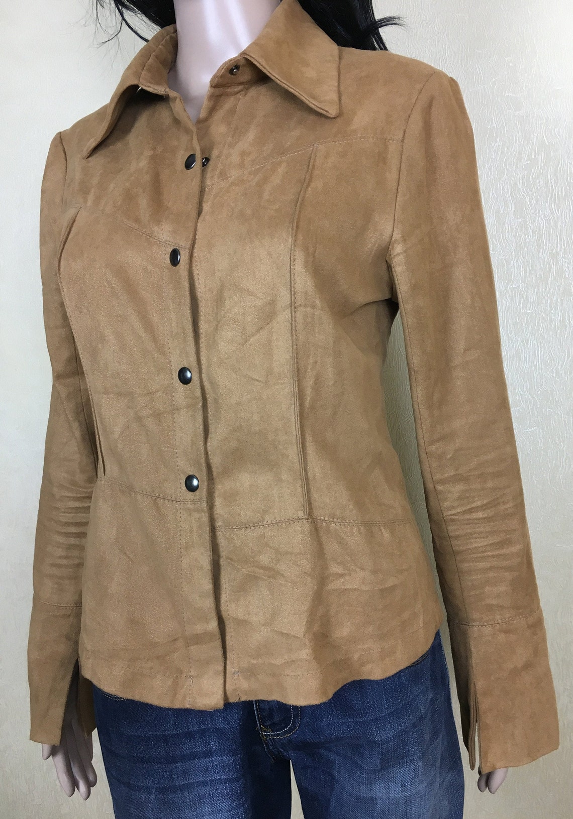 Women's Beige Jacket With Long Sleeves 80s Vintage Size Etsy