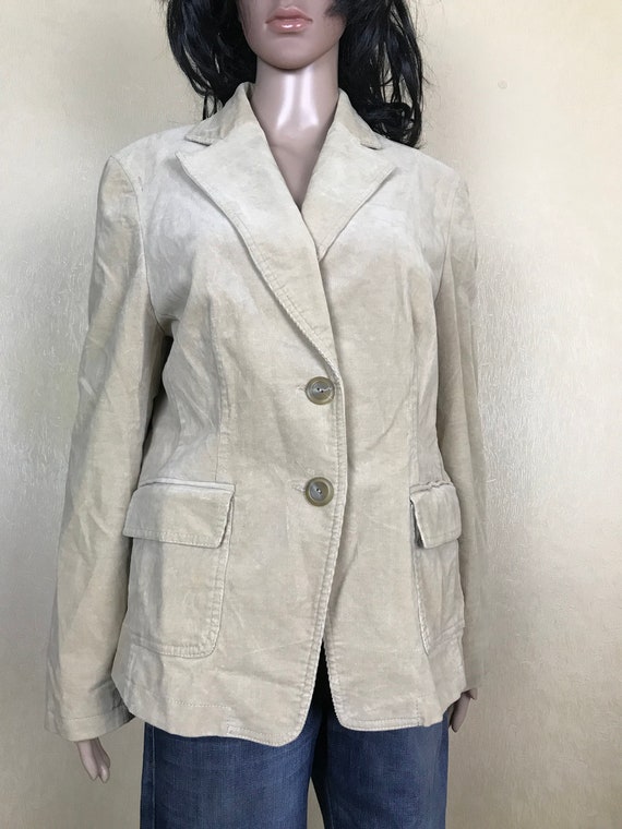 Corduroy Blazer, 80s Vintage, Womens Corduroy Jacket, Boho Blazer, Size XL