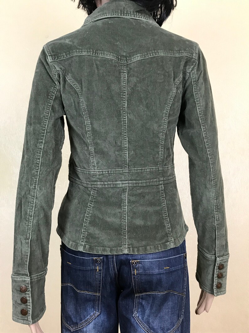 Women/'s Jacket by GSJC Vintage 90s. Gray Velvet Cropped Jacket Size XS Gray Corduroy Jacket