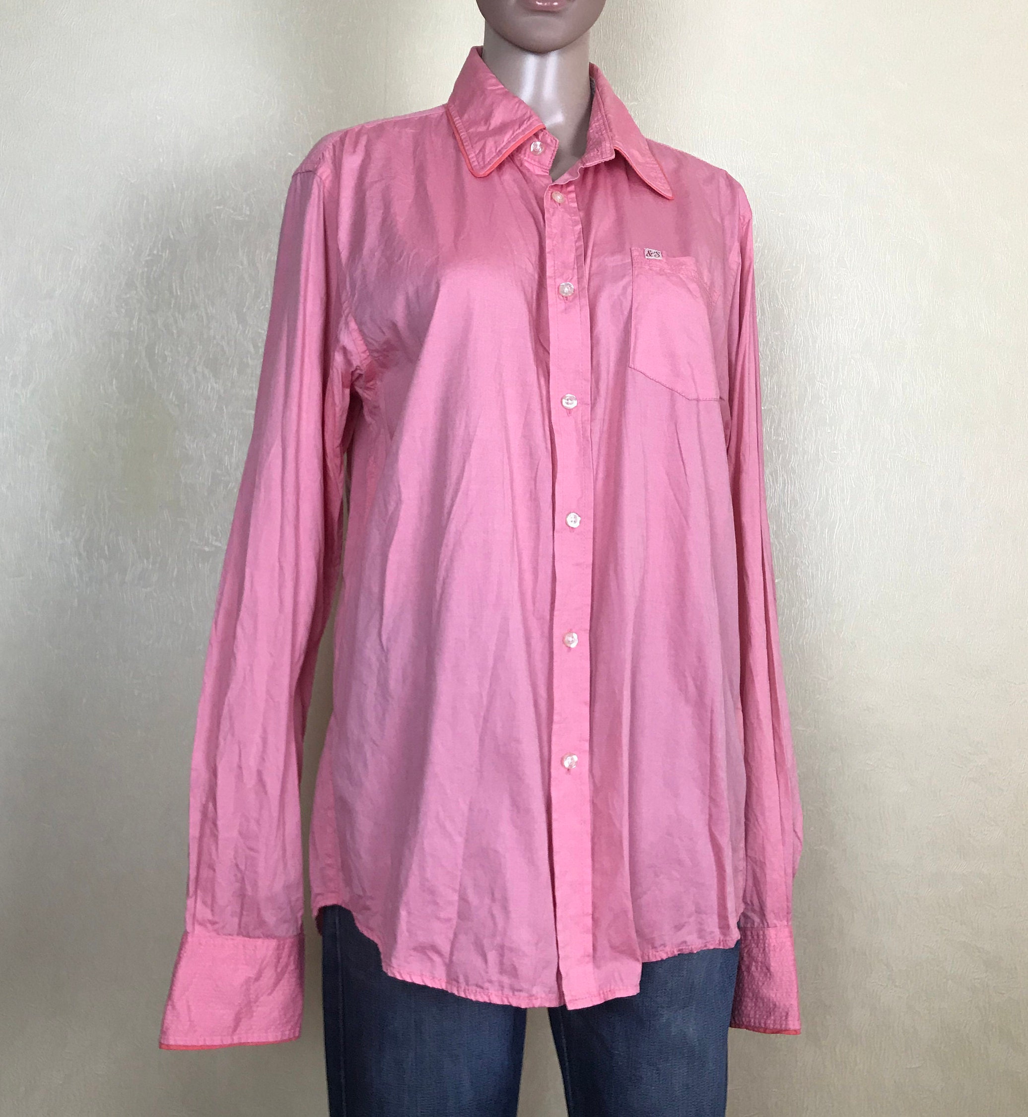 SCOTCH & SODA Shirt Pink Hipster Shirt Vintage Cotton Shirt Etsy