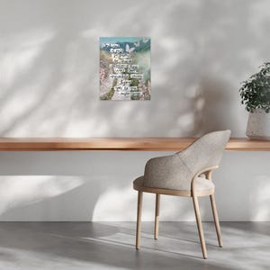 May include: A rectangular wall art print featuring a path through a garden with pink butterflies and the text: And isn't it just so pretty to think all along there was some invisible string tying you to me -Taylor Swift, written in black script.