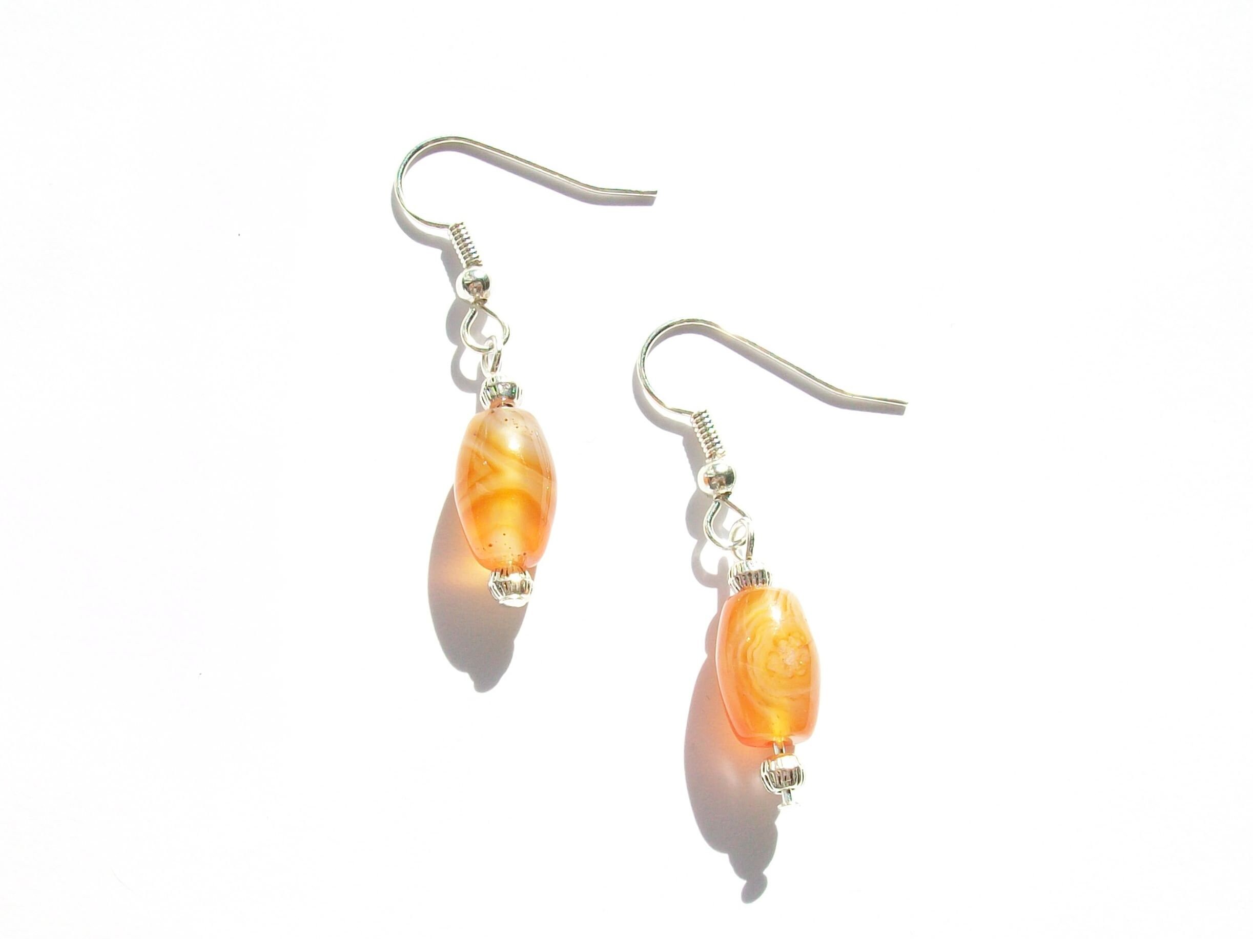 Orange Banded Agate Earrings