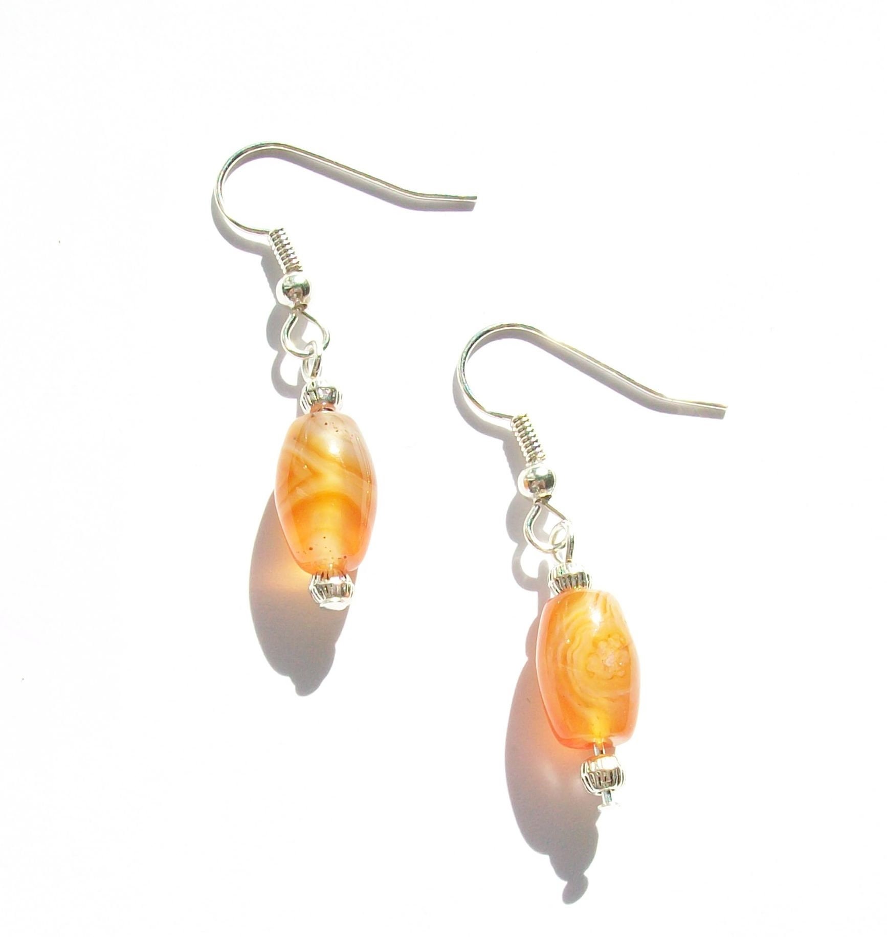 Orange Banded Agate Earrings