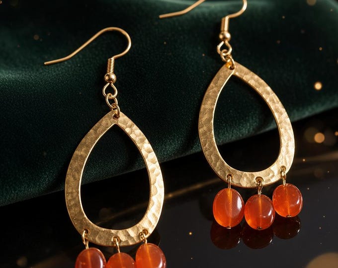 10k Gold with Carnelian Earrings