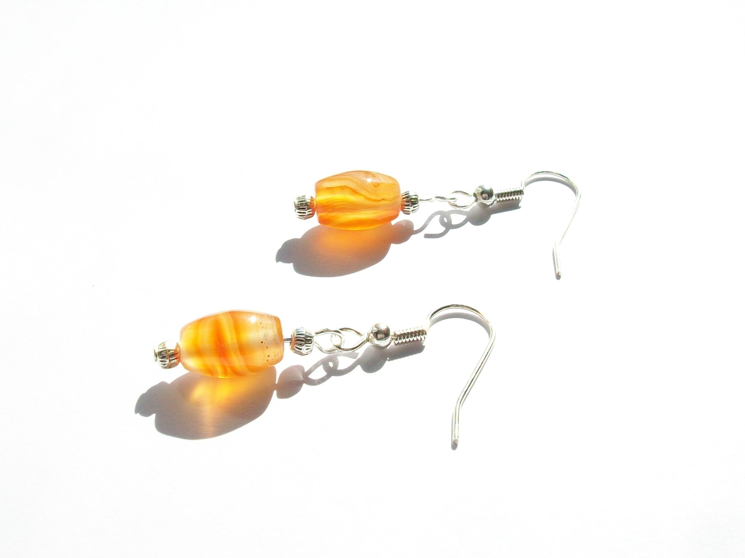 Orange Banded Agate Earrings