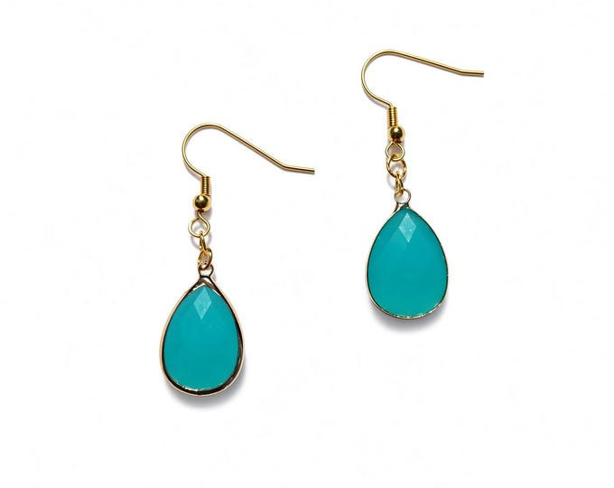 Aqua and Gold Earrings