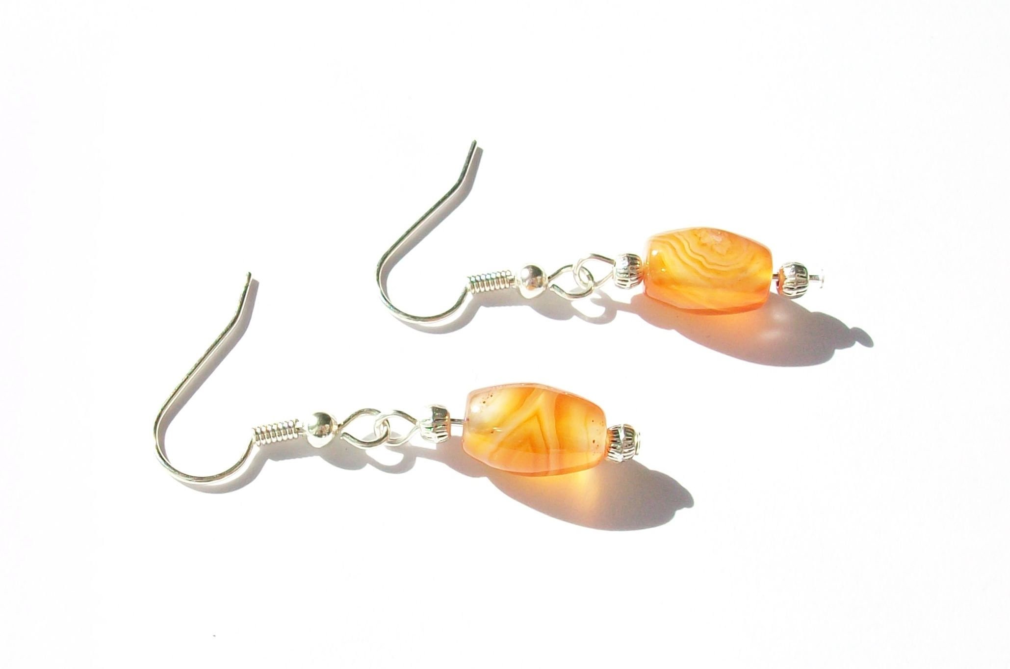 Orange Banded Agate Earrings