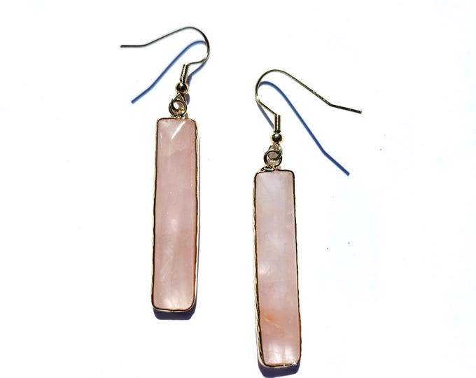 Rose Quartz and Gold Earrings