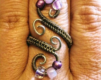 Twisted purple wrapped ring