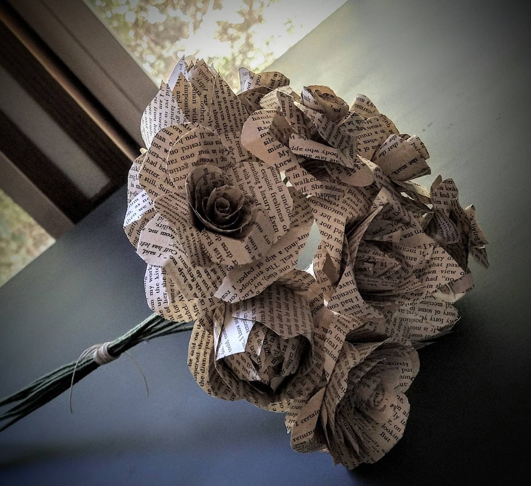 Paper Flower Bouquet Book Page Roses Flowers That Wont Die Etsy