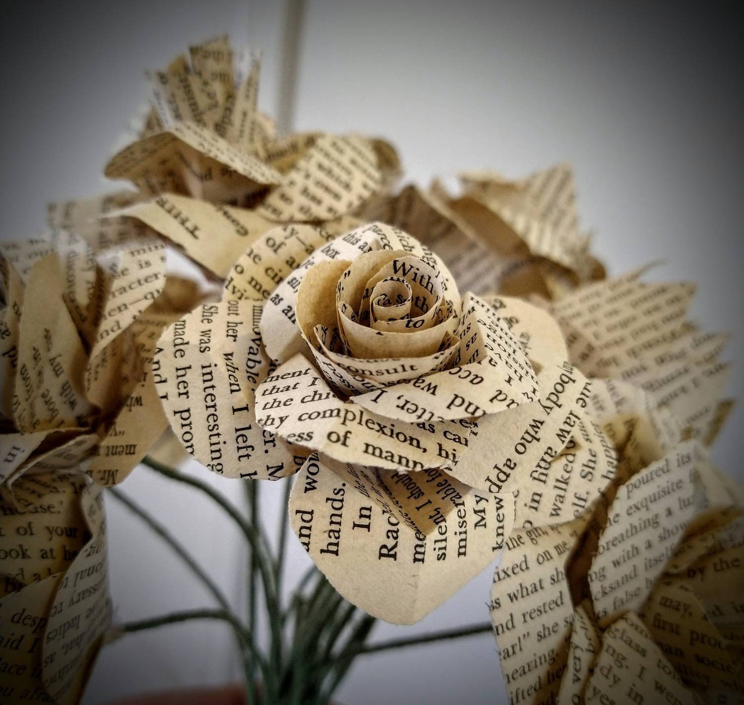 Paper Flower Bouquet Book Page Roses Flowers That Wont Die Etsy