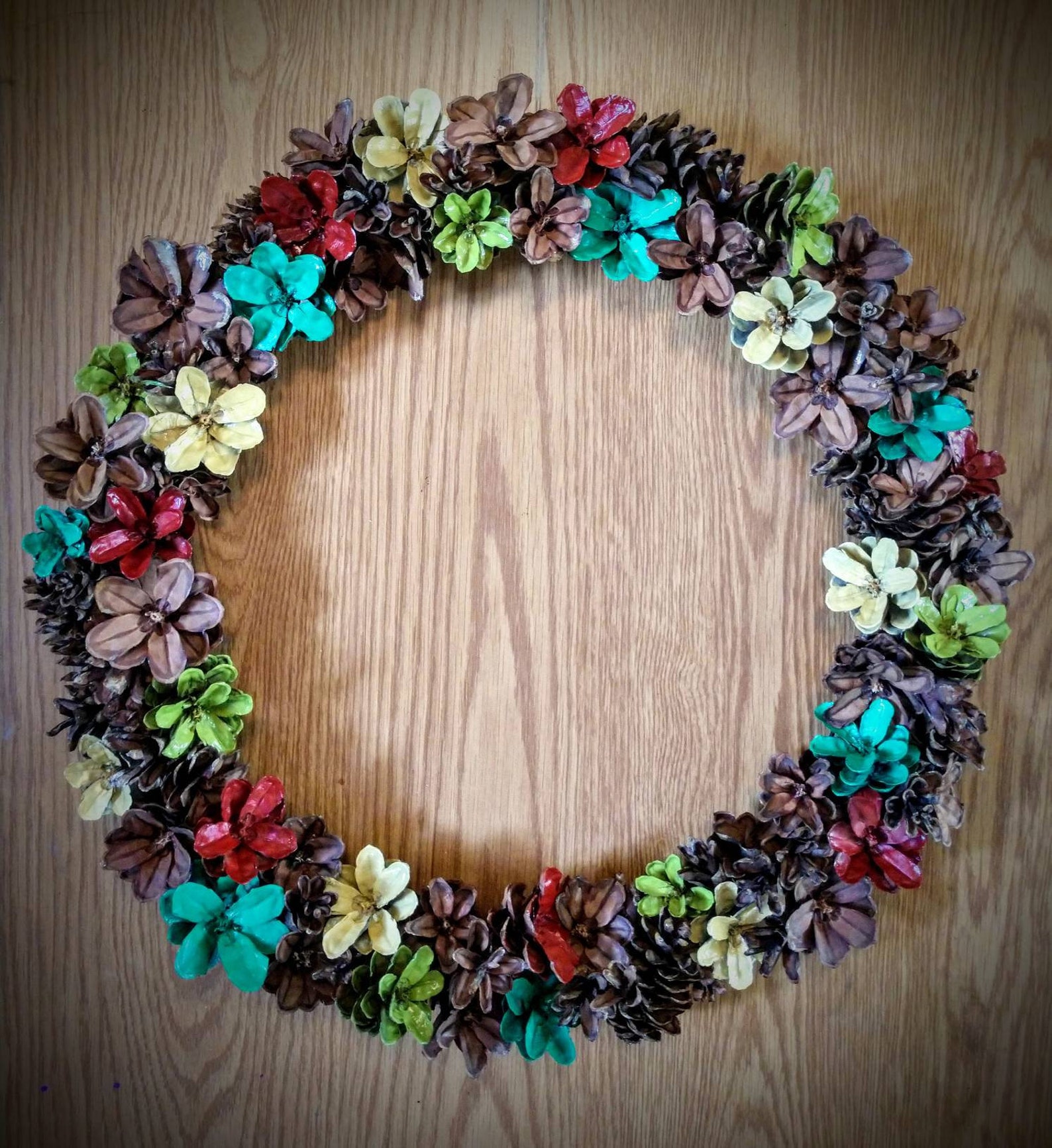 Painted pine cone wreath Etsy