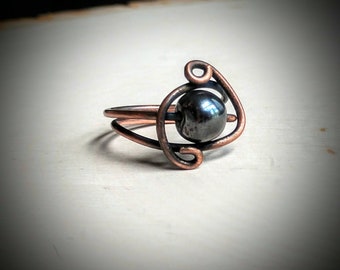 Simple Hematite ring; hematite crystal for grounding; for healing