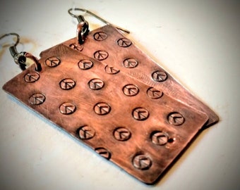 Peace sign copper earrings
