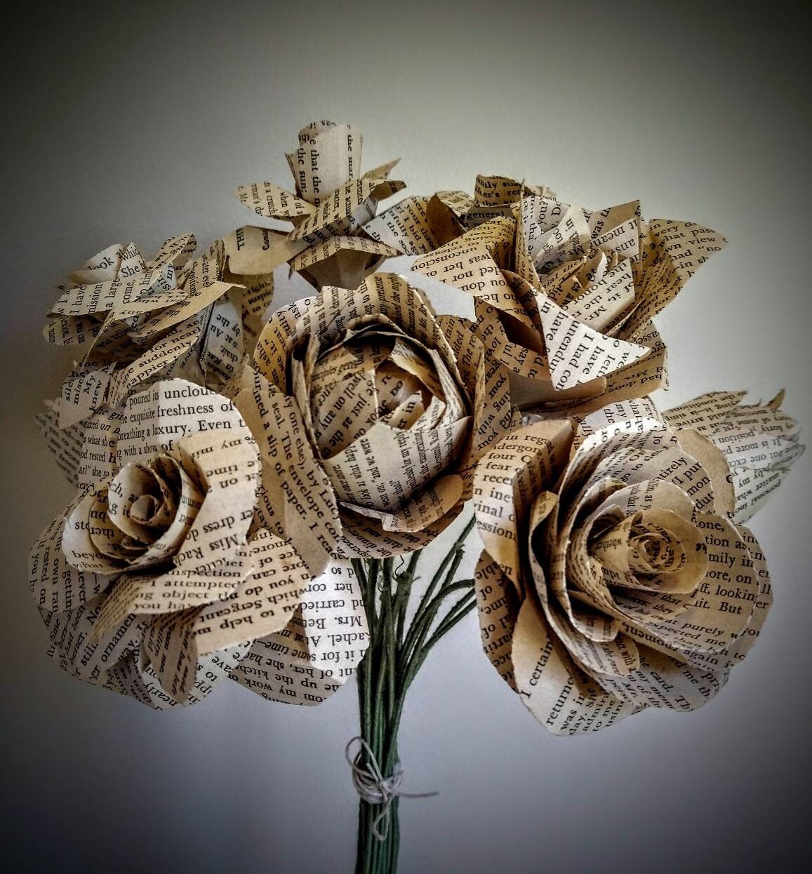 Paper Flower Bouquet Book Page Roses Flowers That Wont Die Etsy