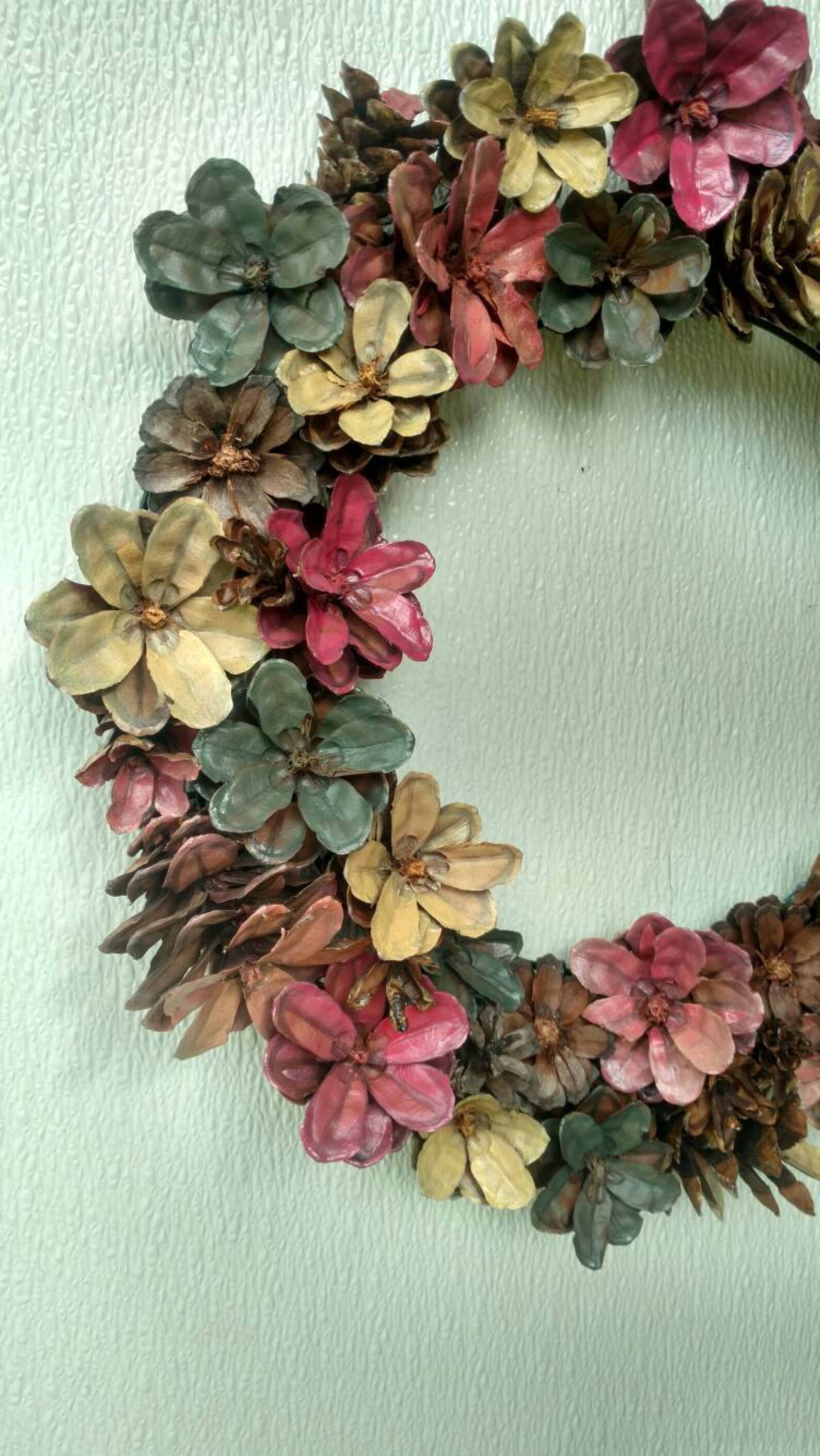 Painted pine cone wreath Etsy