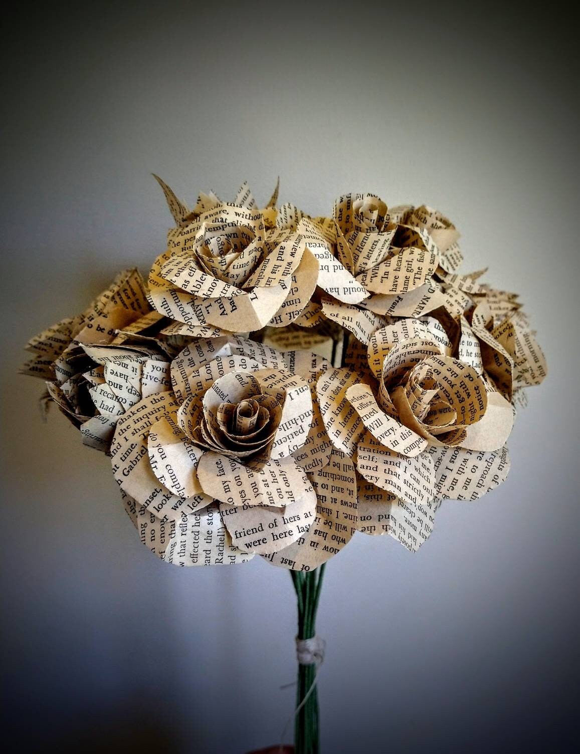 Paper Flower Bouquet Book Page Roses Flowers That Wont Die Etsy