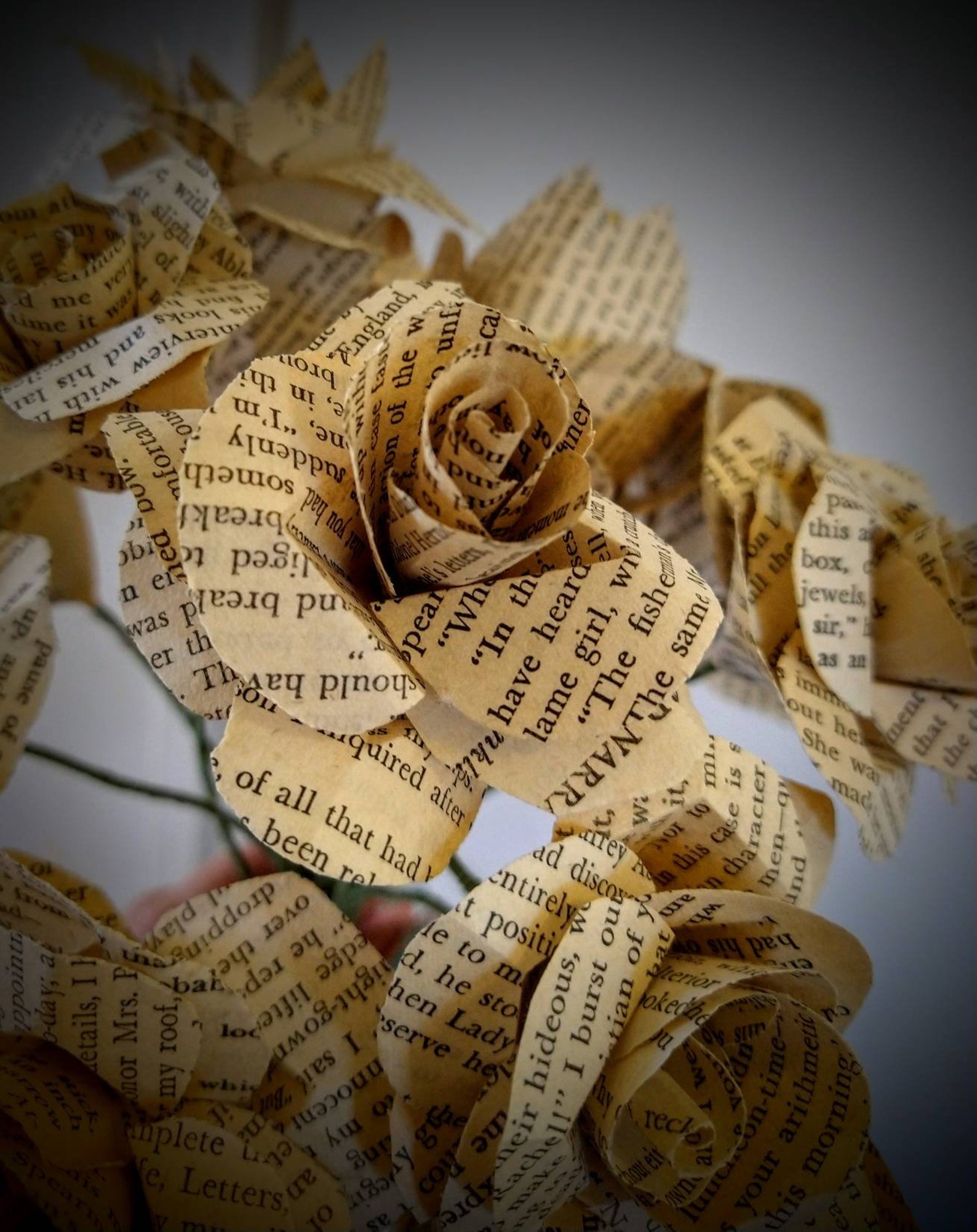 Paper Flower Bouquet Book Page Roses Flowers That Wont Die Etsy