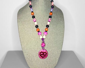 Beaded Handmade Necklace with Pink Heart Pendant - Unique Jewelry Gift