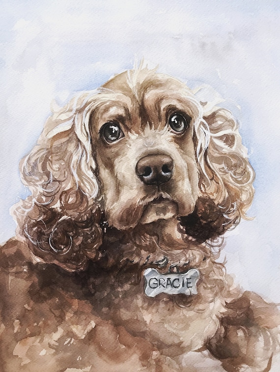 watercolor CUSTOM detailed pet portrait from your provided photograph