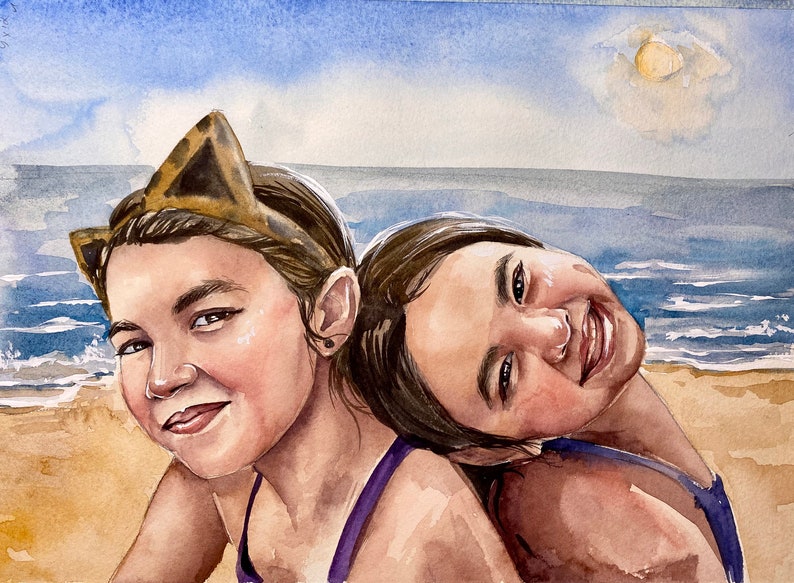 Custom Watercolor Portrait from Photo, Original Painting image 7