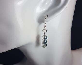 Handmade Bubble glass earrings. Blue, clear, rainbow. Simple earrings.