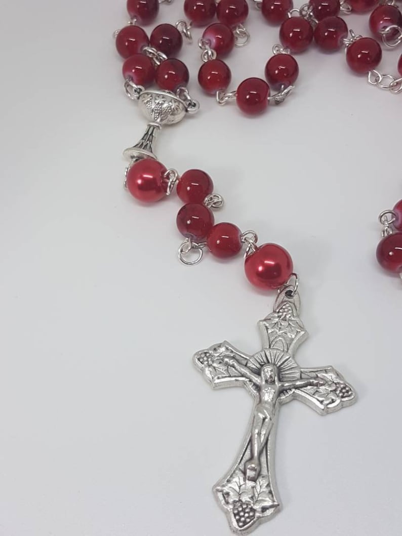 Crucifix cross pendant Beautiful rosary beads necklace