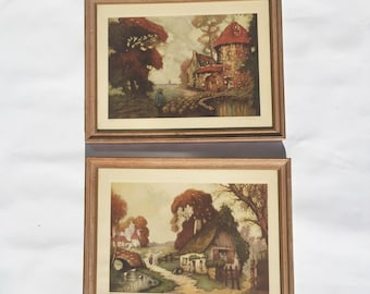 VTG Prints Dutch Country Houses Louis Houtmant 17x13 - 2 Framed