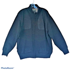 ORVIS  Mens M Black Wool Full Zip Sweater Knit Jacket Lined Shacket