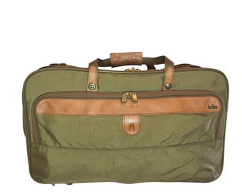 Borsa a tracolla da uomo Hartmann, grande, espandibile, in nylon e con finiture in pelle, con chiave.
